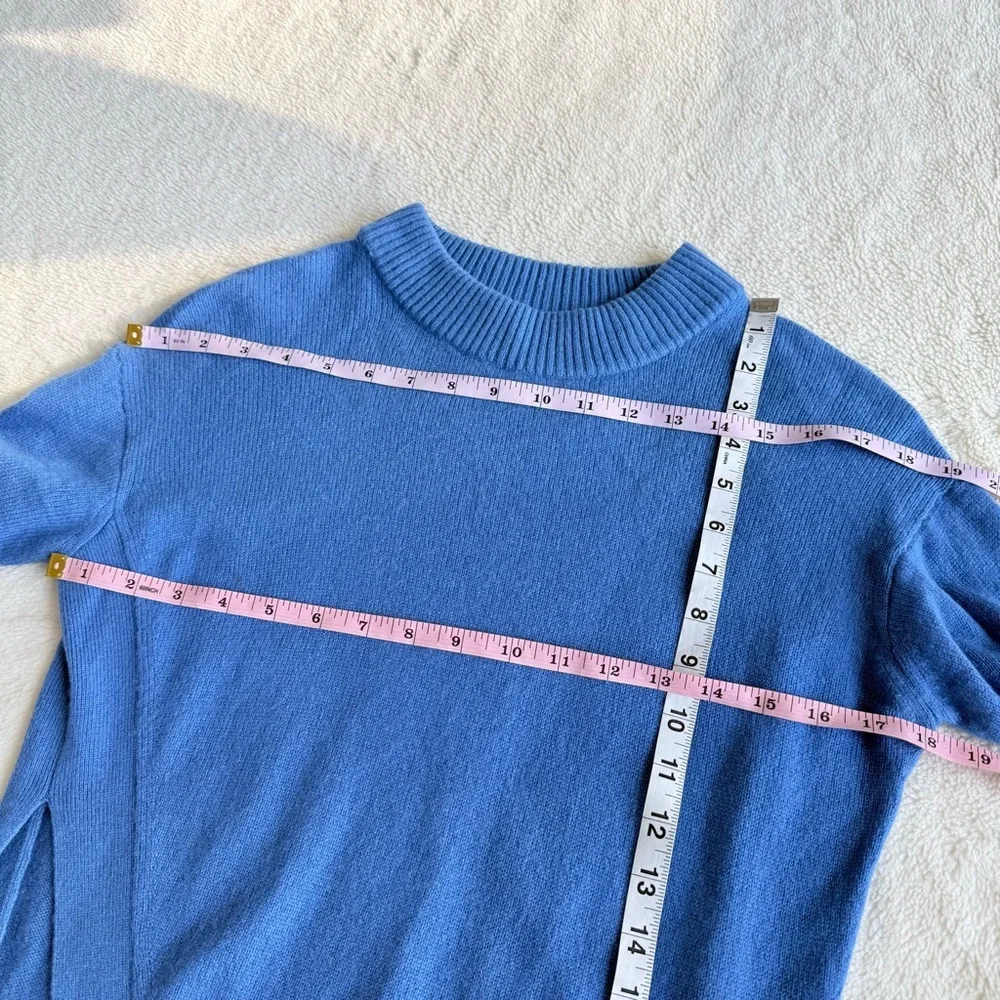 Tibi Cashmere Blue Long Sleeve Asymmetric Crewneck Sweater XS
